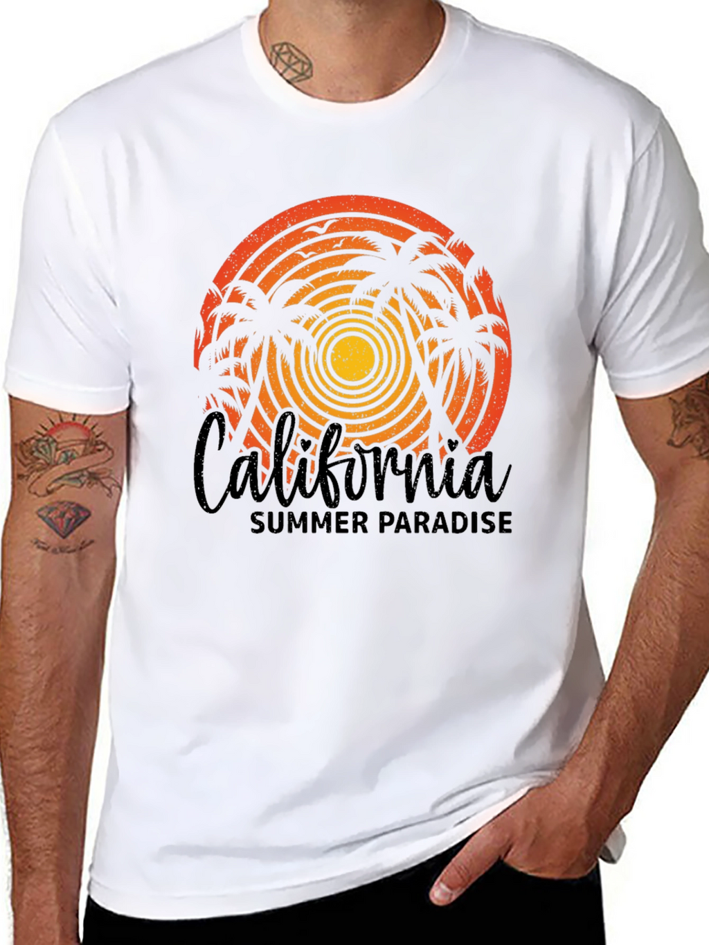 California Summer Paradise Black T-Shirt