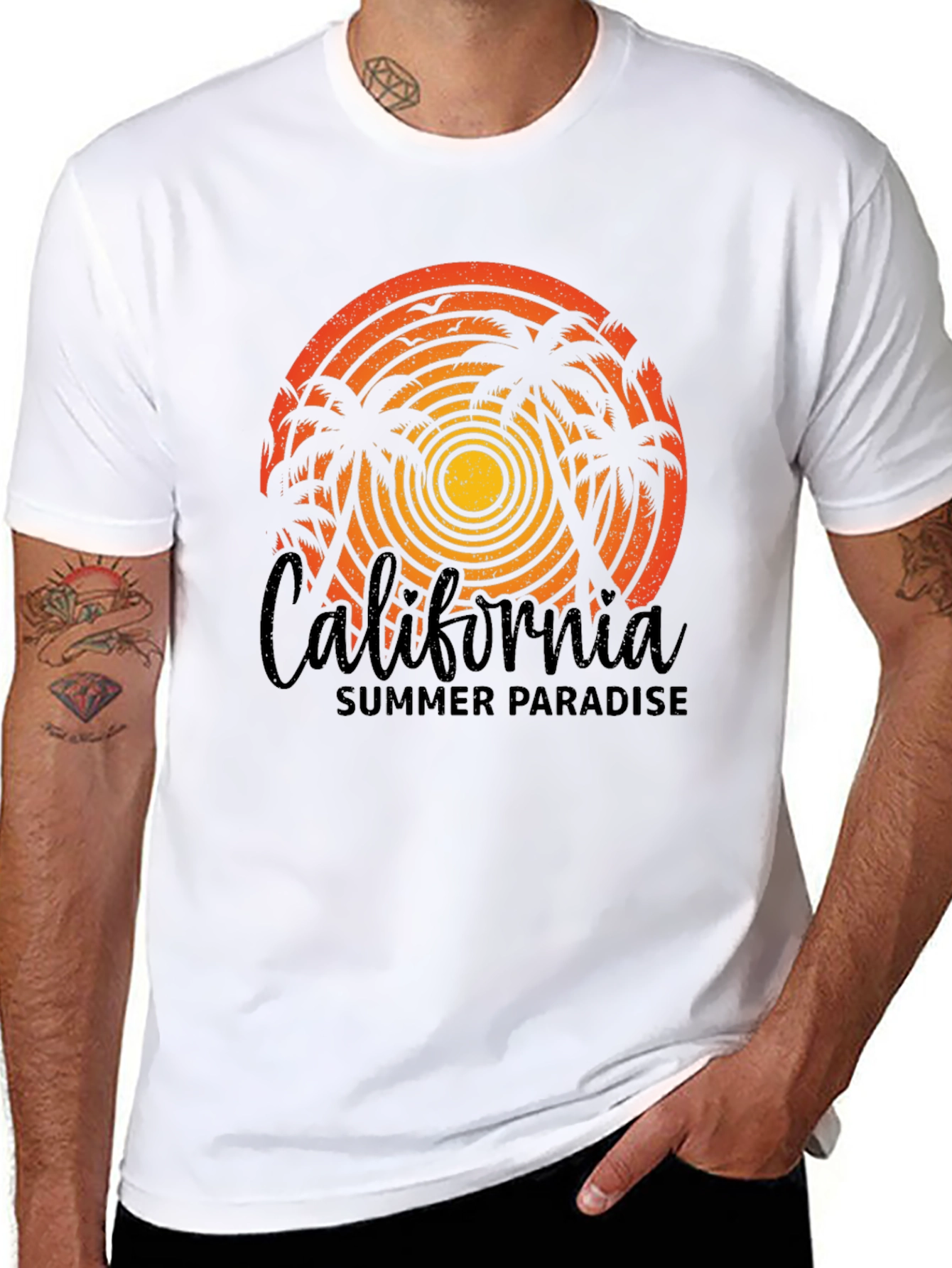 California Summer Paradise Black T-Shirt