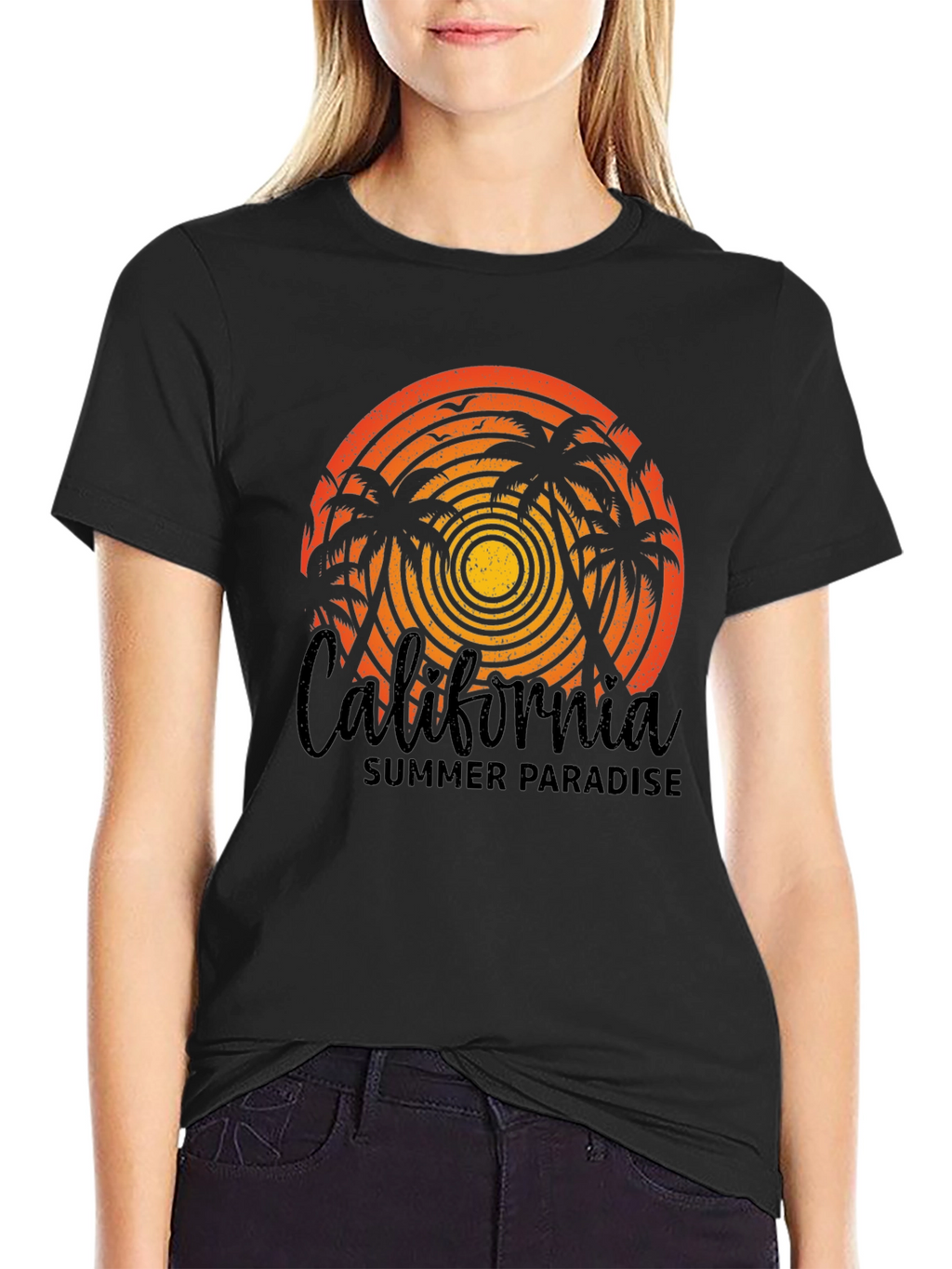 California Summer Paradise Black T-Shirt