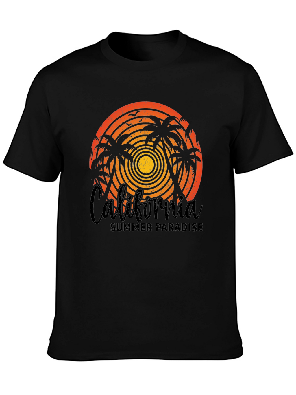 California Summer Paradise Black T-Shirt