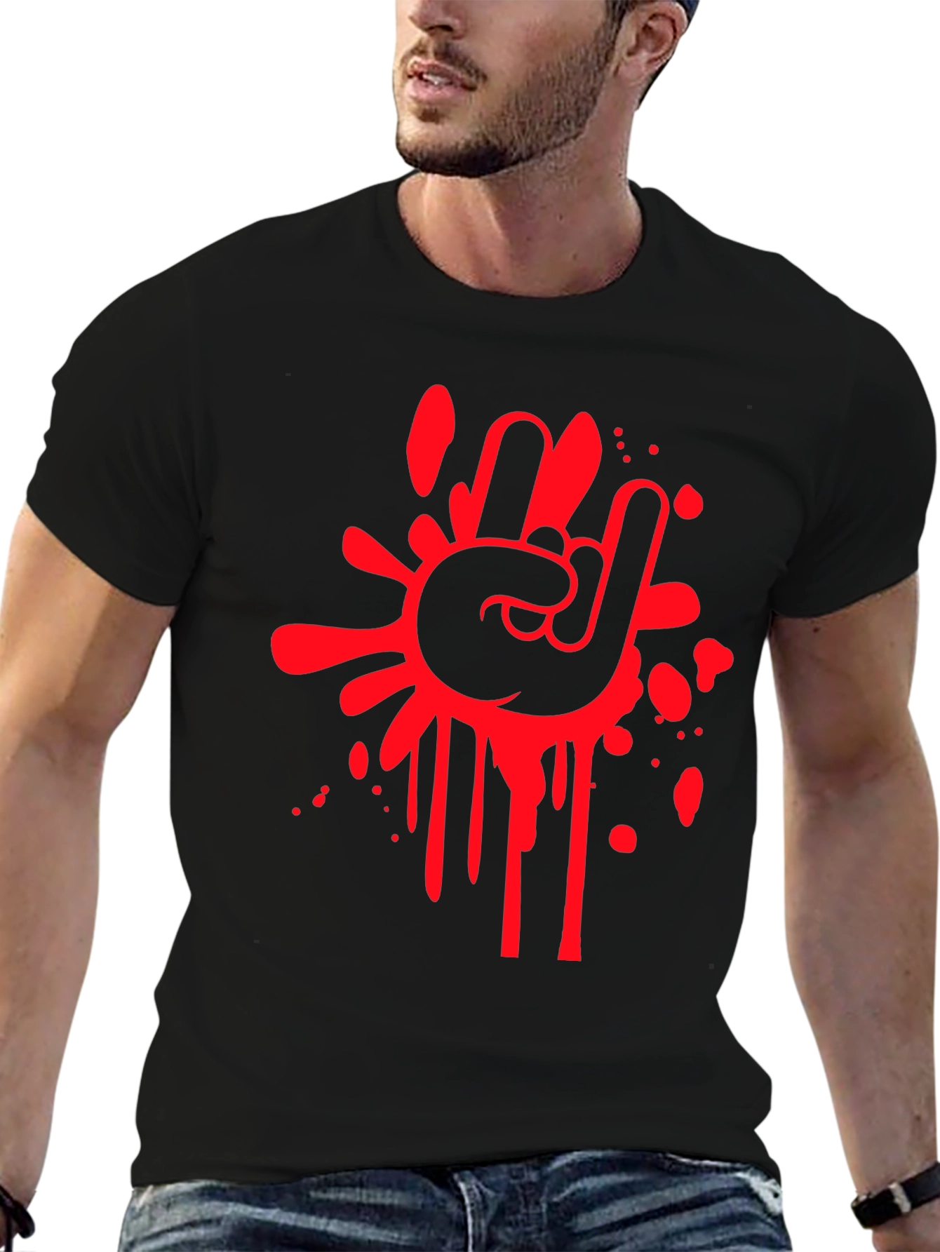 Rock On Graphic Tee - Black Cotton T-Shirt