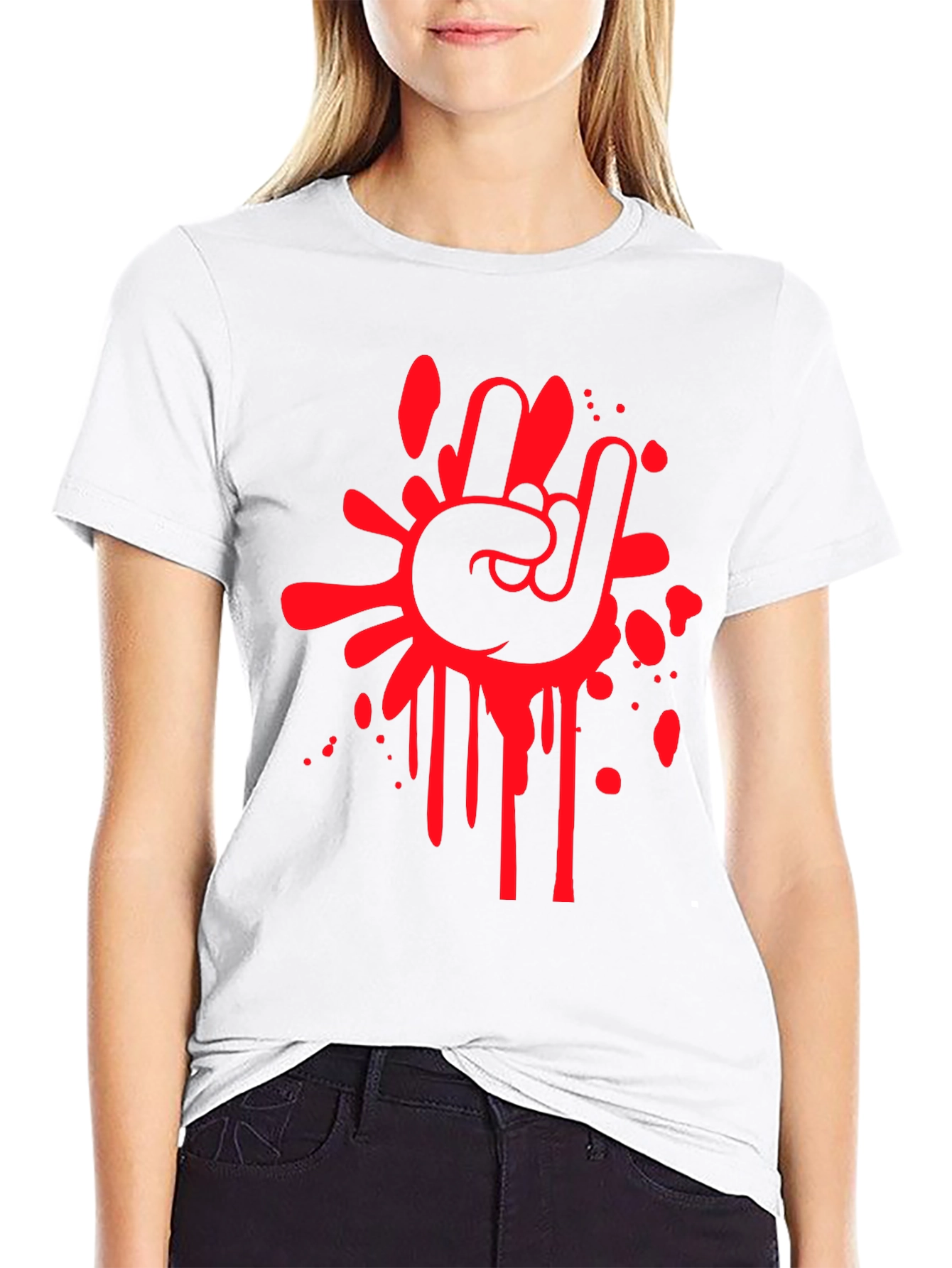 Rock On Graphic Tee - Black Cotton T-Shirt