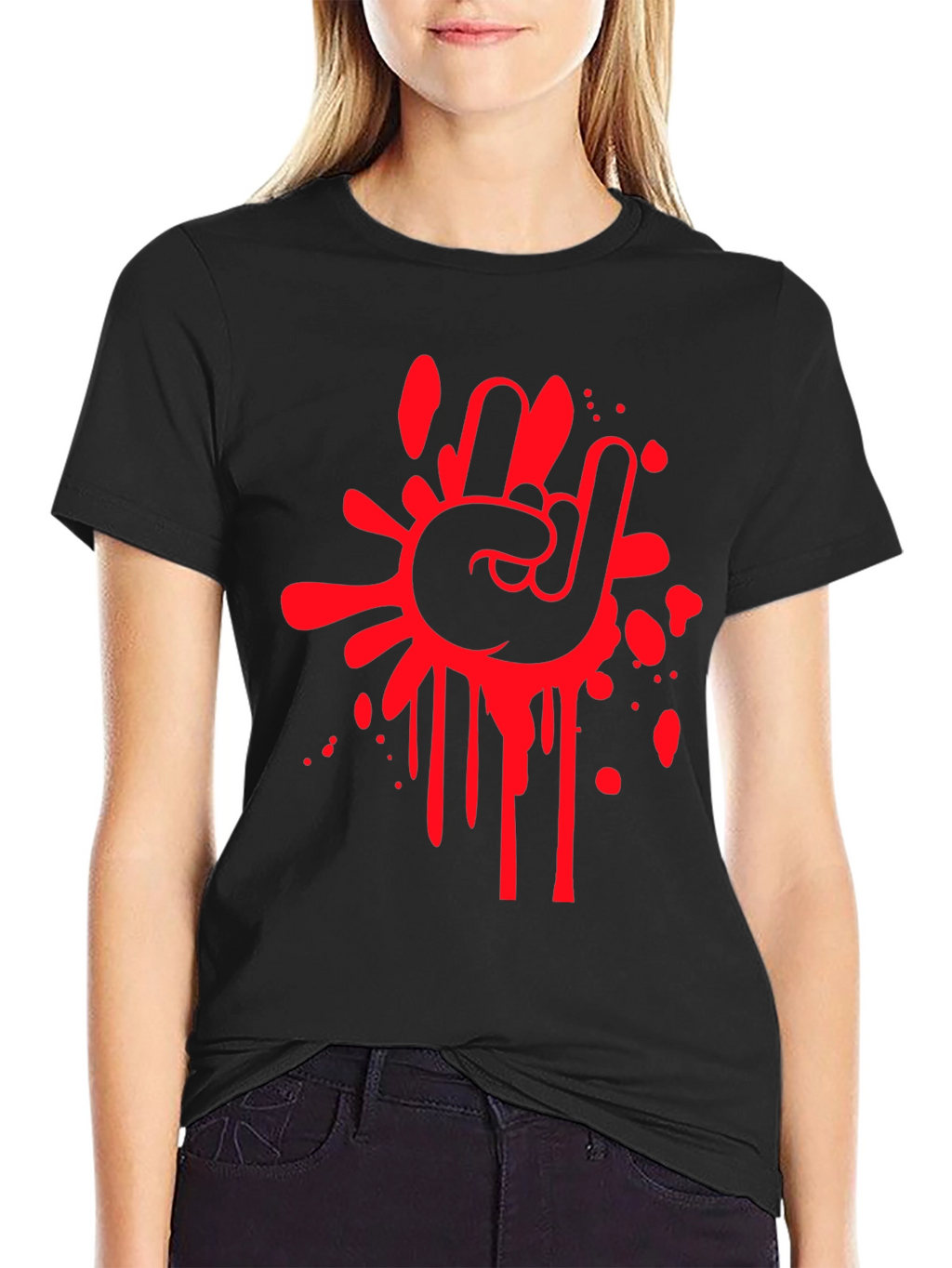 Rock On Graphic Tee - Black Cotton T-Shirt