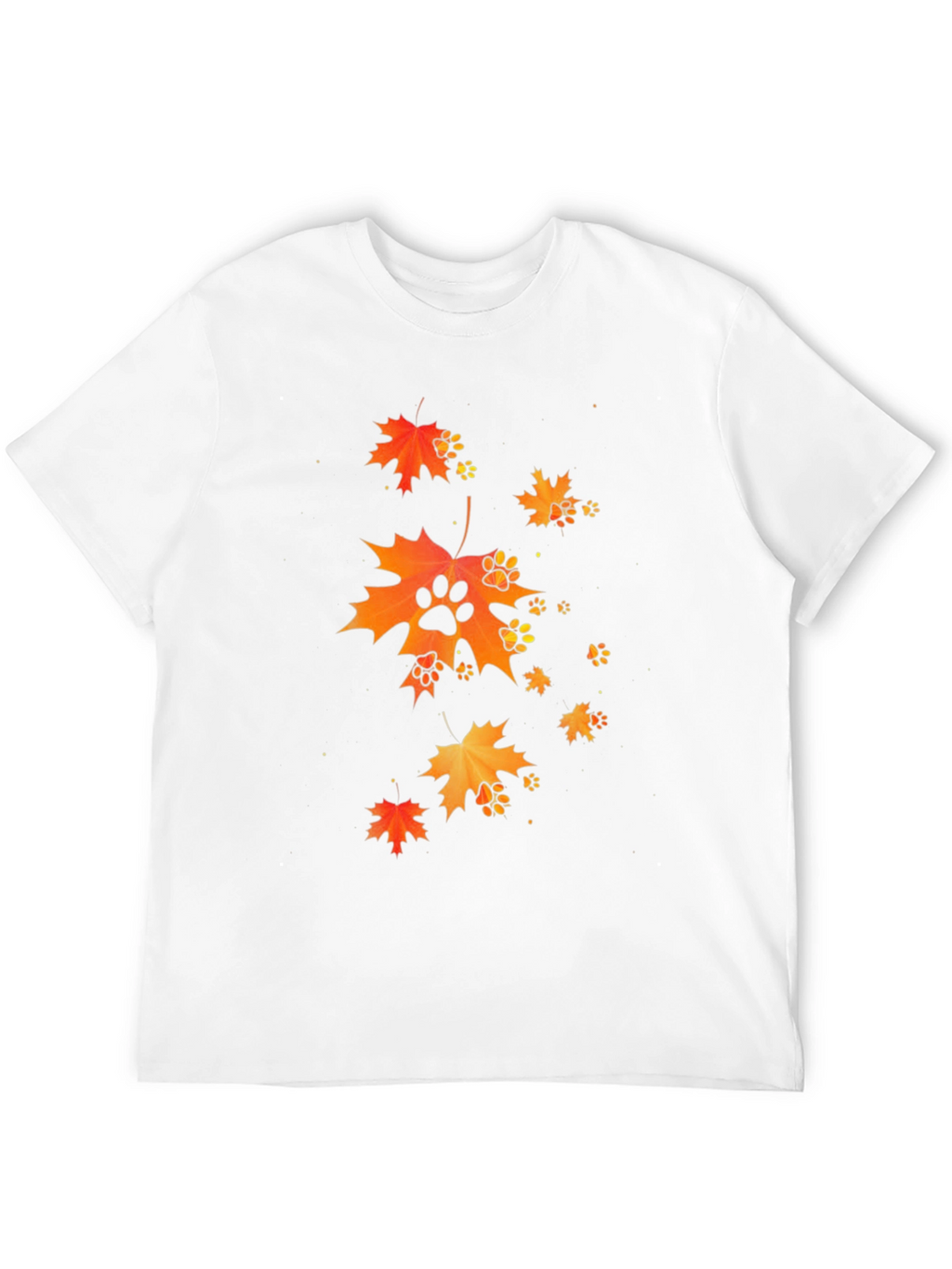 Autumn Leaves & Paw Prints Black T-Shirt