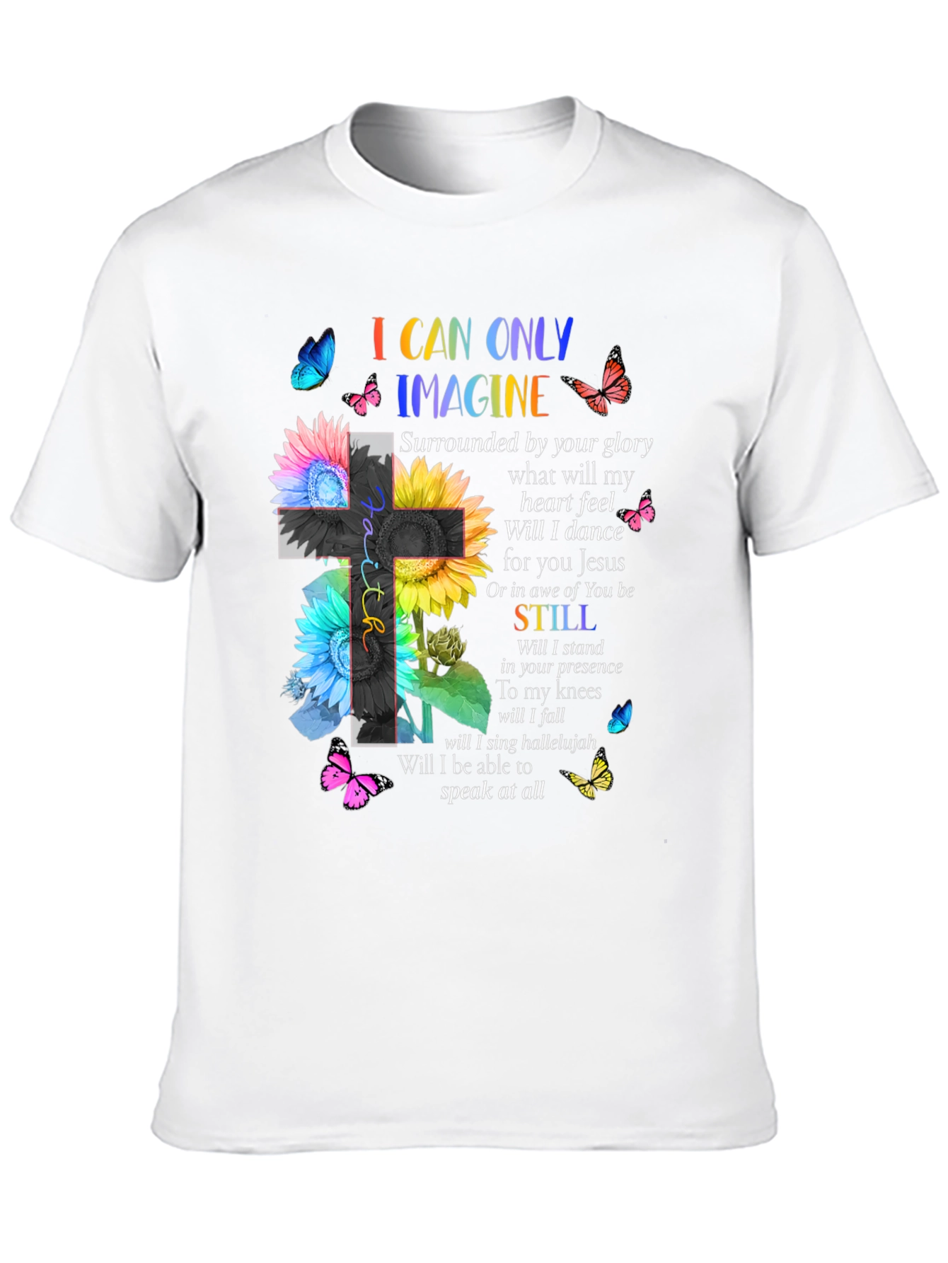 I Can Only Imagine Floral Cross Graphic T-Shirt