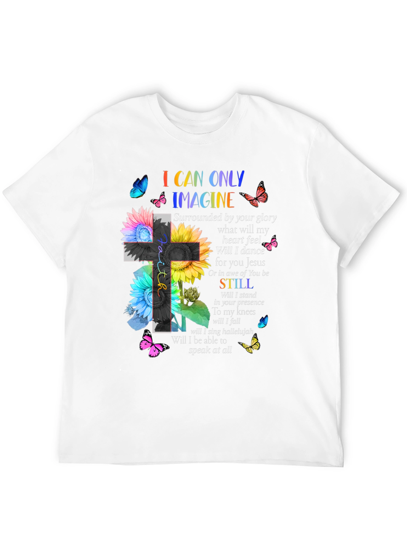 I Can Only Imagine Floral Cross Graphic T-Shirt