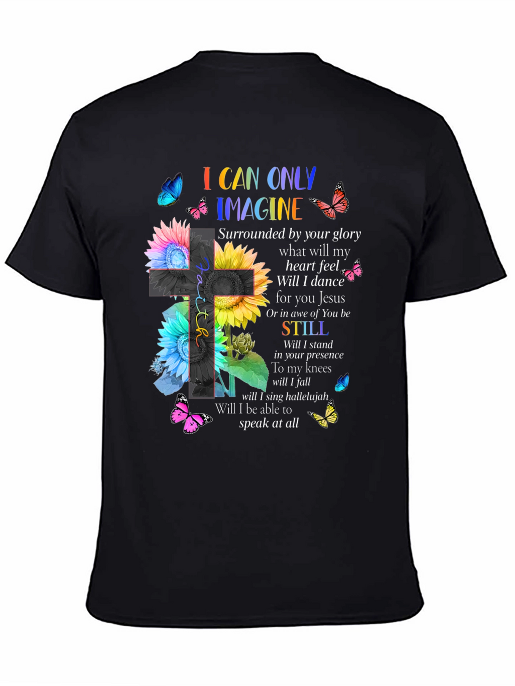 I Can Only Imagine Floral Cross Graphic T-Shirt