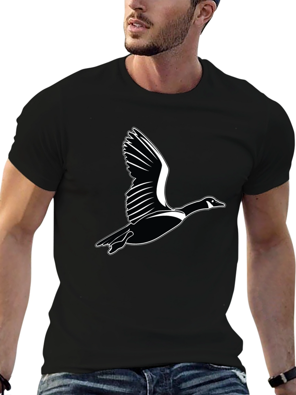 Flying Goose Graphic Black T-Shirt