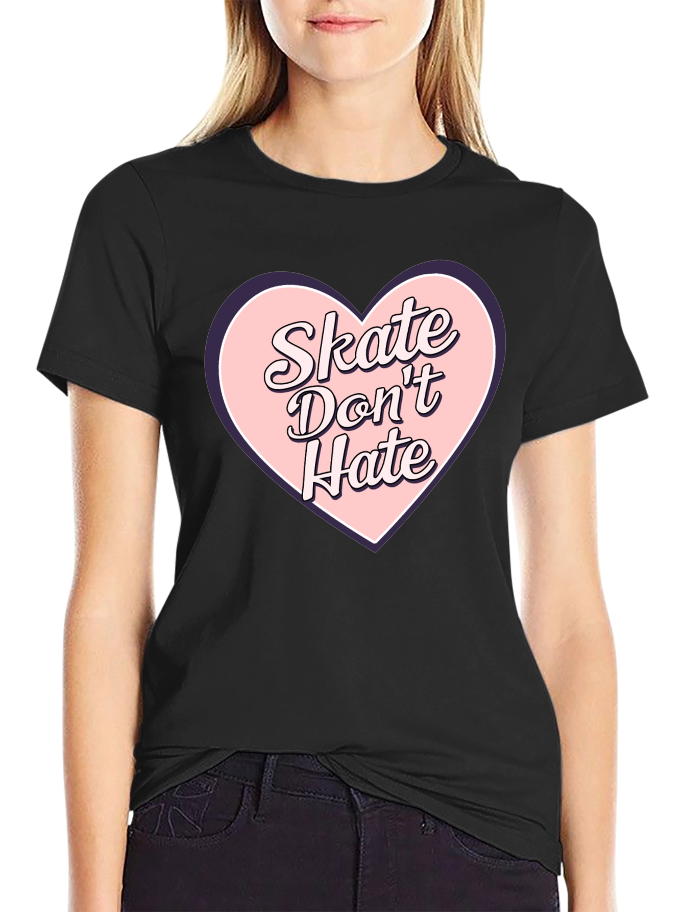 Skate Dont Hate Graphic Tee - Black Cotton T-Shirt