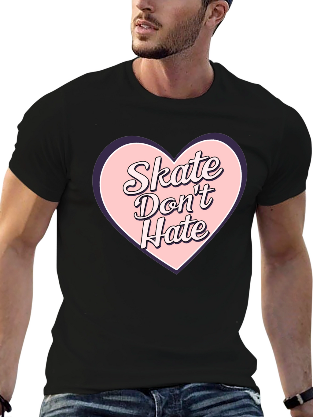 Skate Dont Hate Graphic Tee - Black Cotton T-Shirt