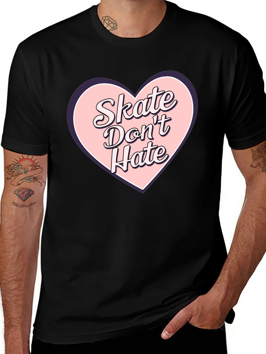 Skate Dont Hate Graphic Tee - Black Cotton T-Shirt