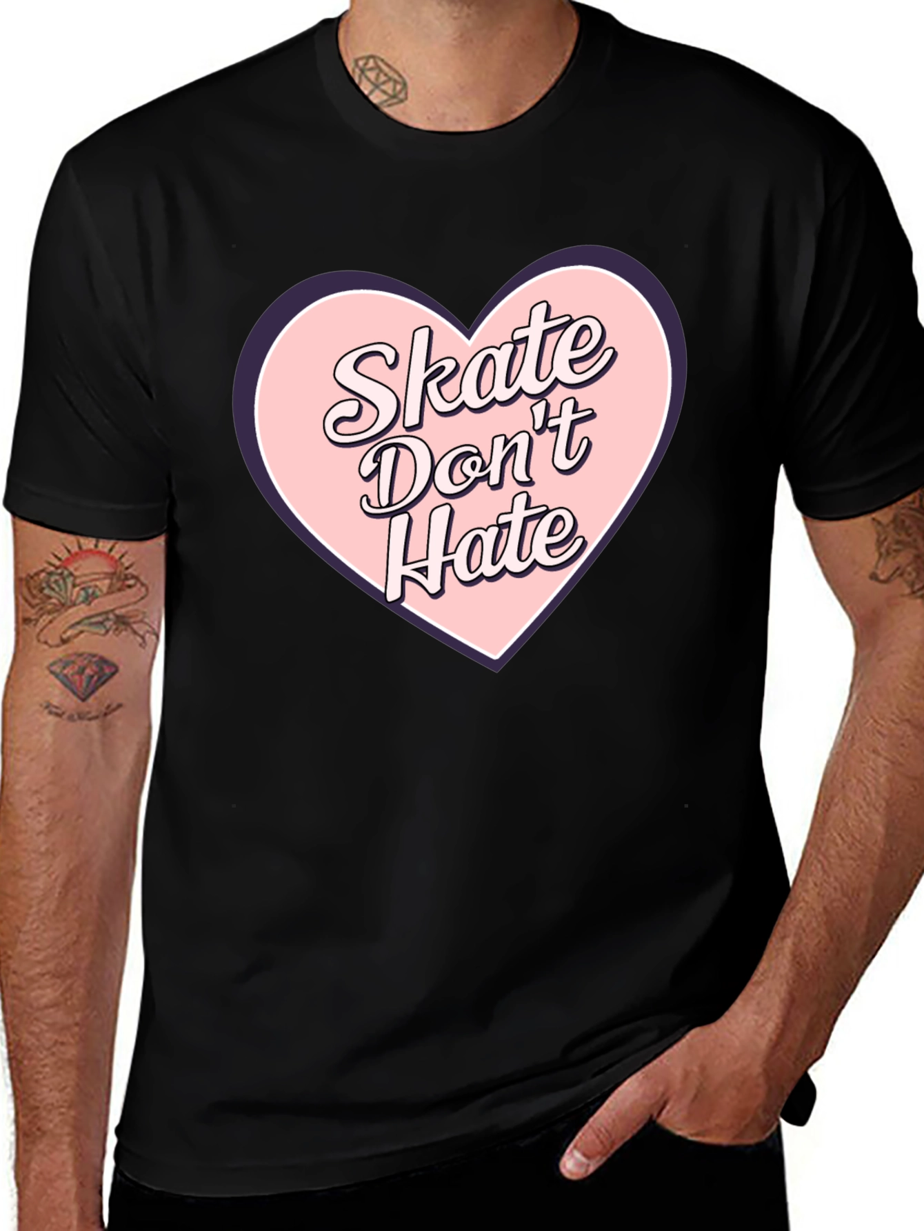 Skate Dont Hate Graphic Tee - Black Cotton T-Shirt