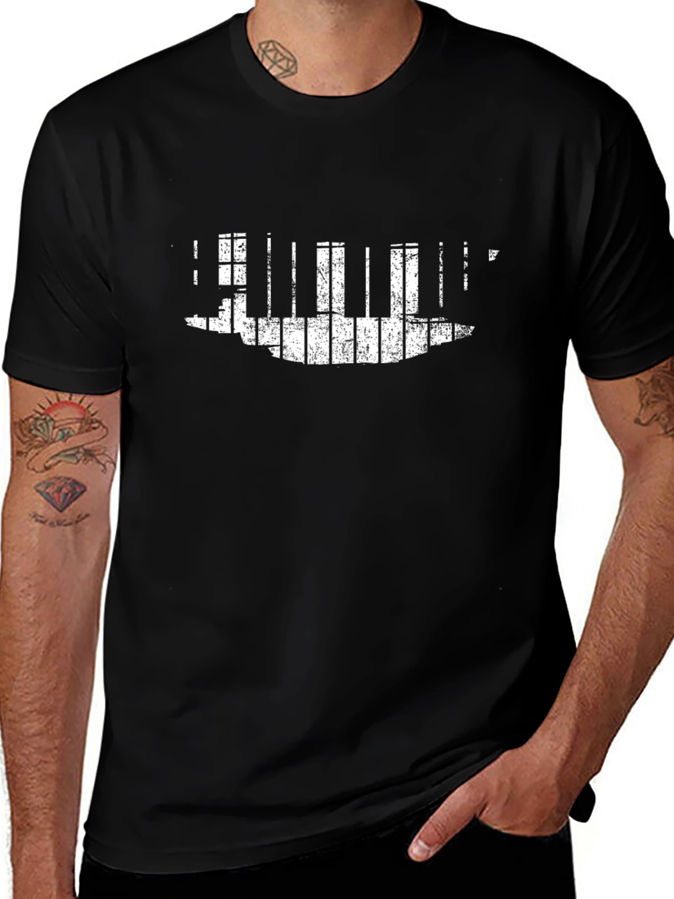 Piano Keys Graphic T-Shirt - Black