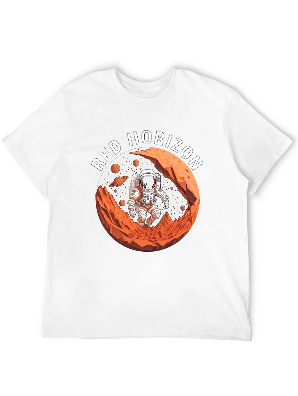 Red Horizon Astronaut Black T-Shirt