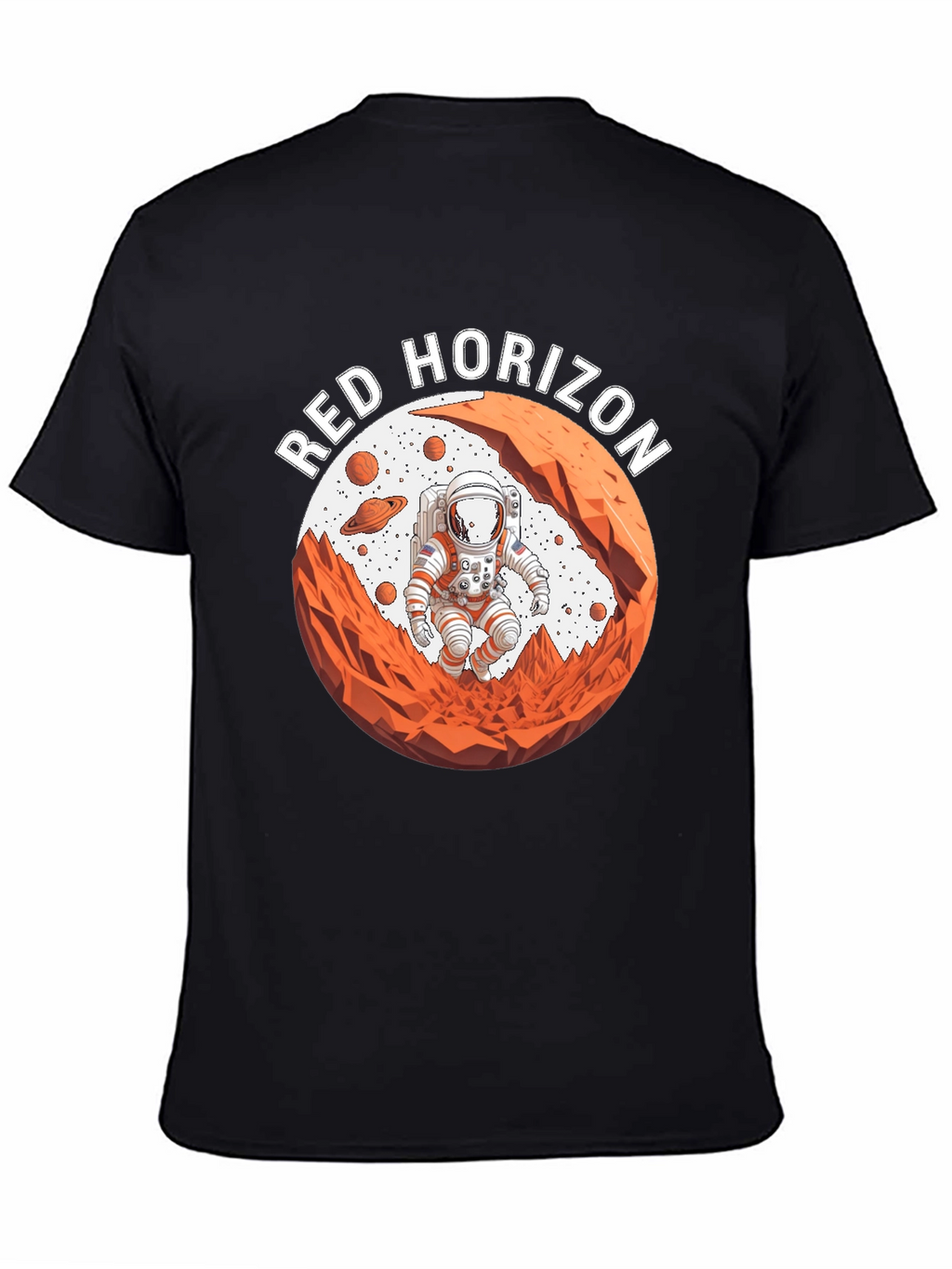 Red Horizon Astronaut Black T-Shirt