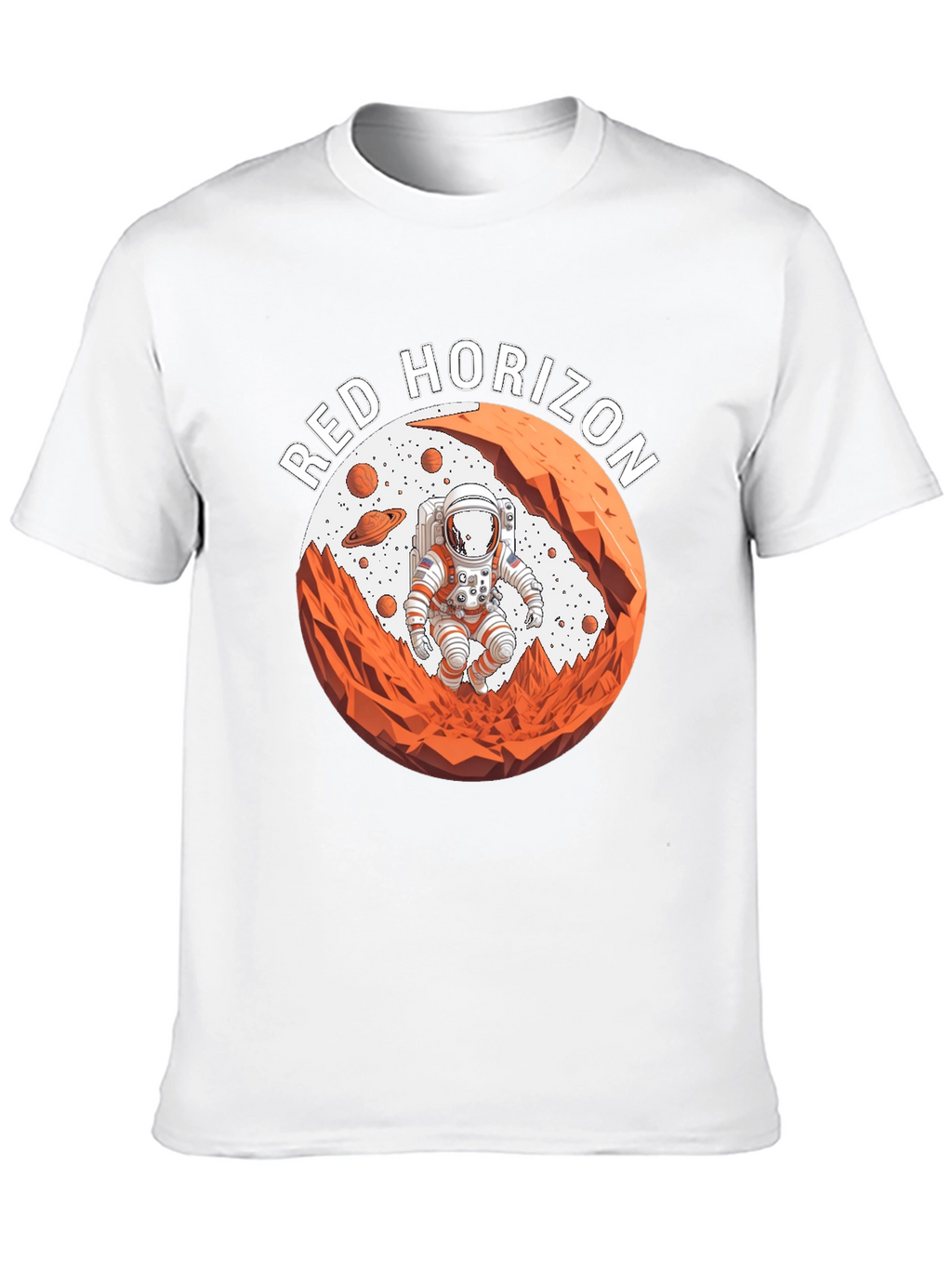 Red Horizon Astronaut Black T-Shirt