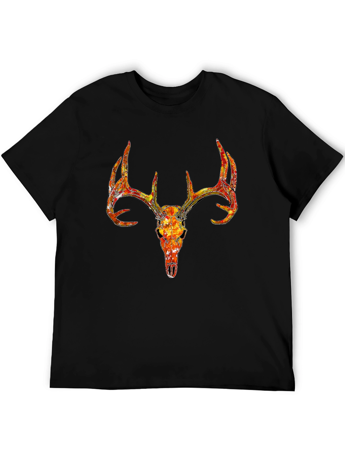 Deer Skull Graphic T-Shirt - Black