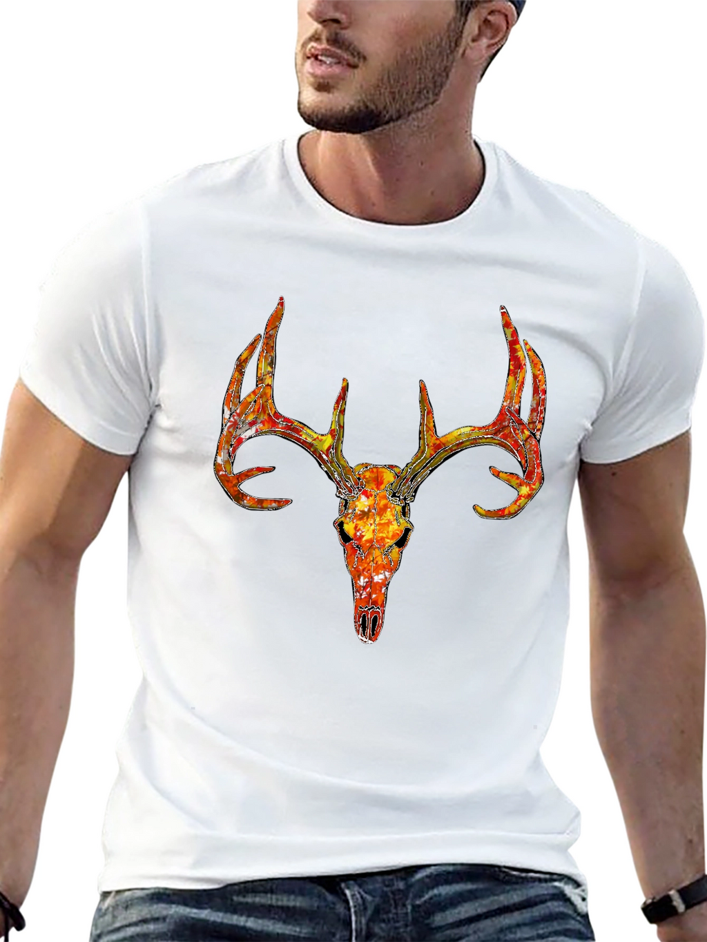 Deer Skull Graphic T-Shirt - Black