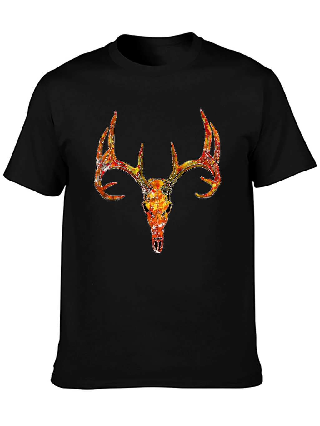 Deer Skull Graphic T-Shirt - Black