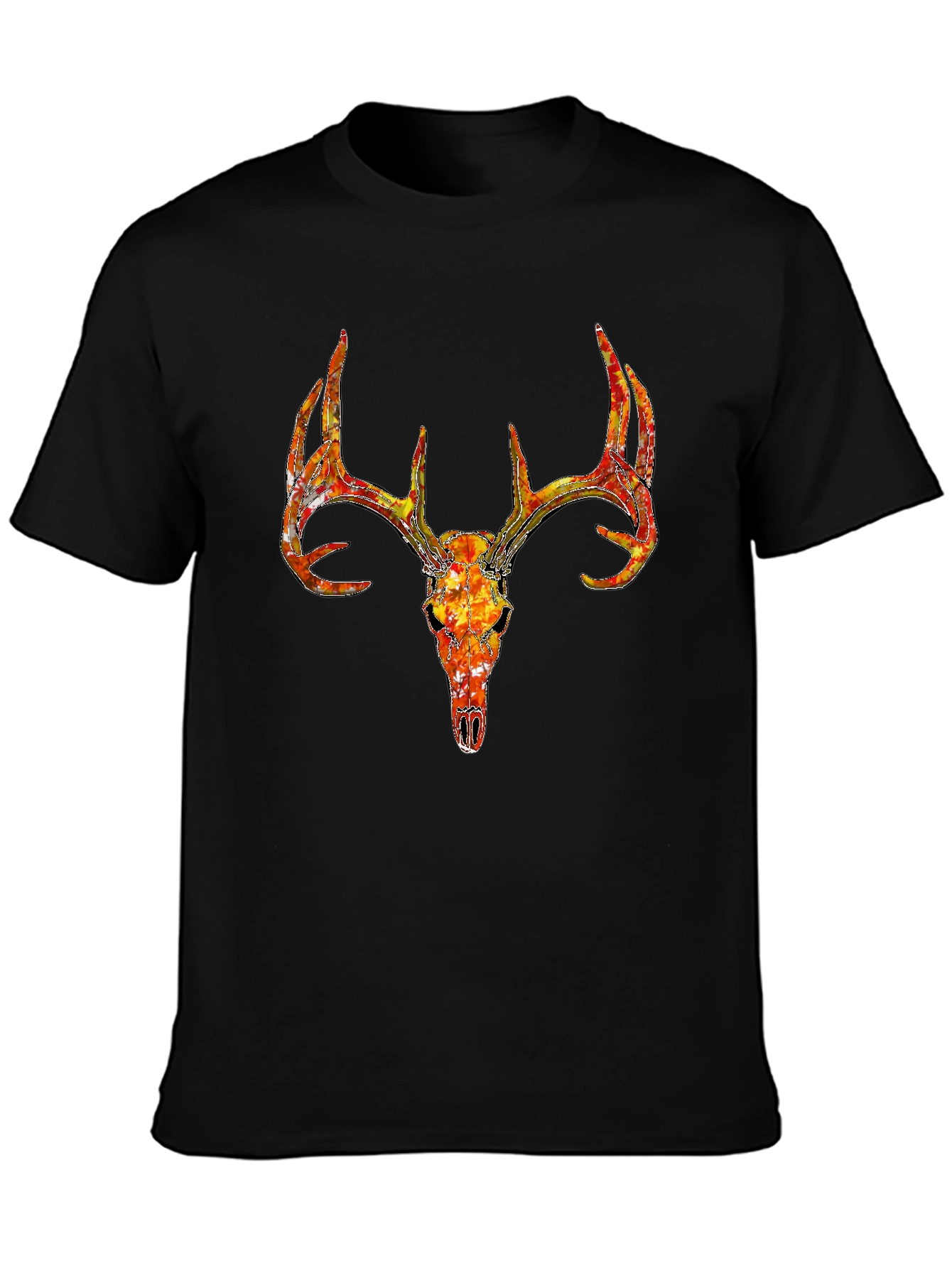 Deer Skull Graphic T-Shirt - Black