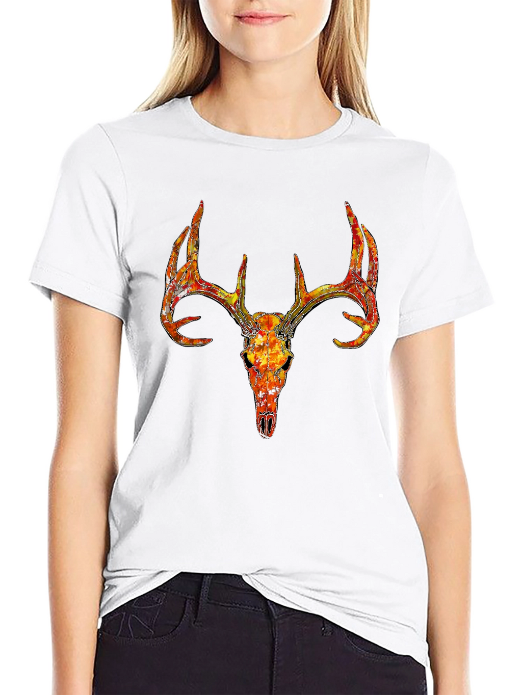Deer Skull Graphic T-Shirt - Black