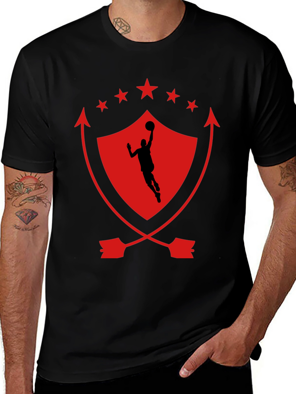 Basketball Shield Graphic T-Shirt - Black