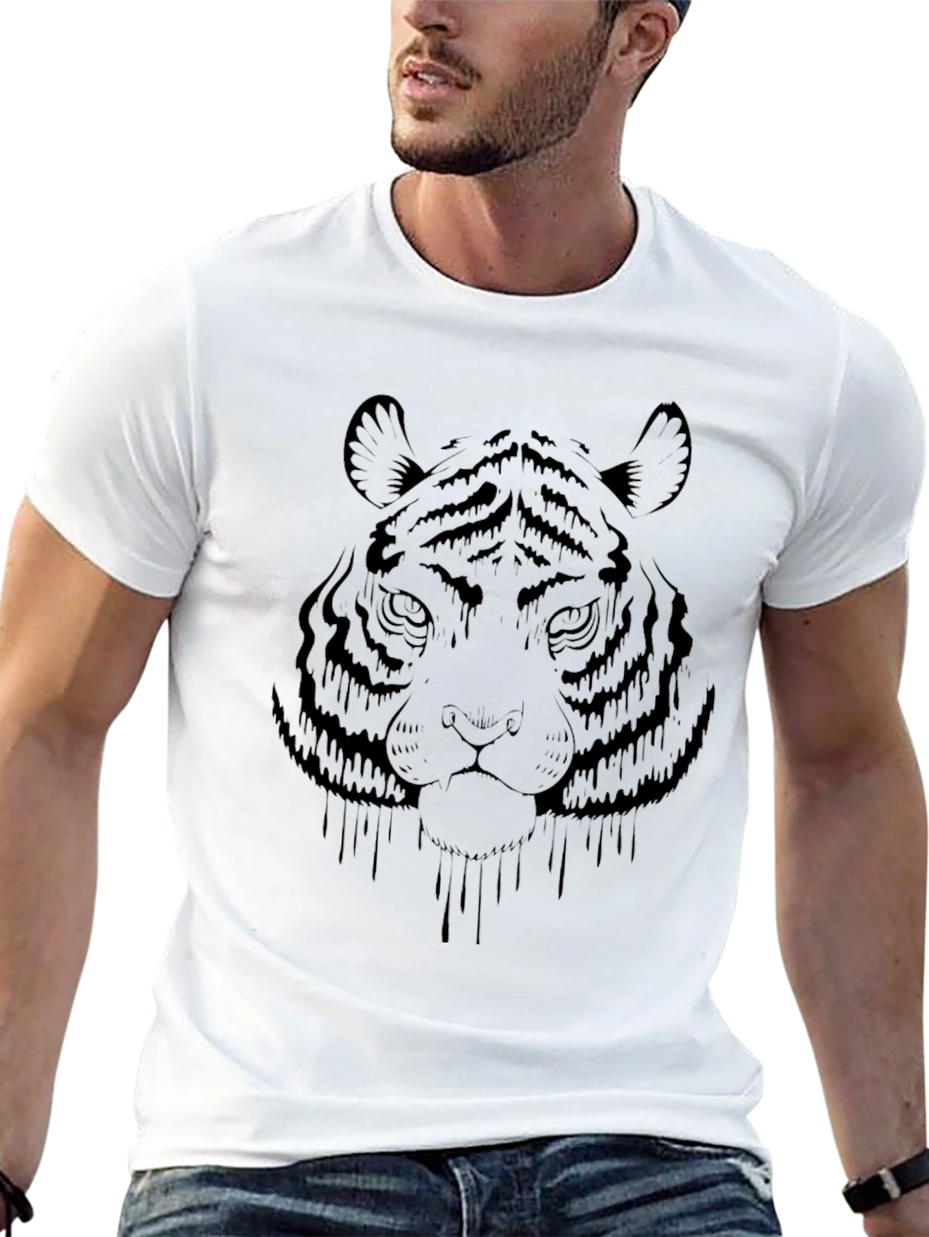 Mens Black Tiger Graphic Tee