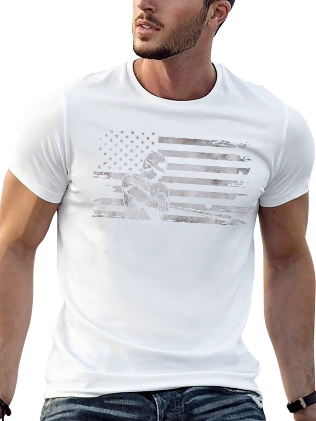 Baseball USA Flag Graphic T-Shirt
