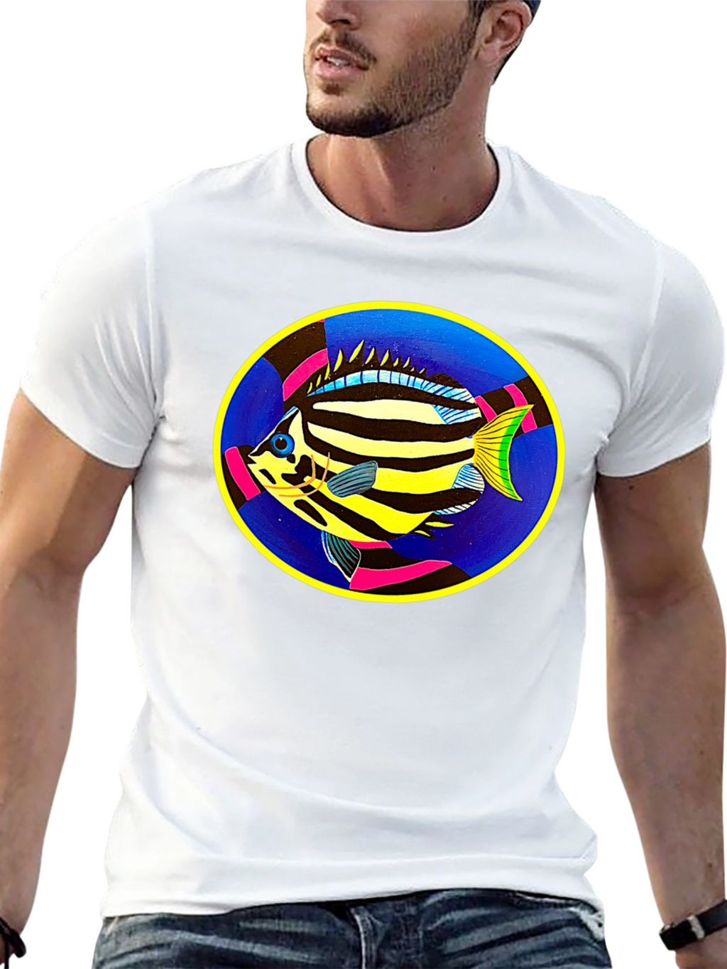 Tropical Fish Graphic Tee - Black Cotton Comfort