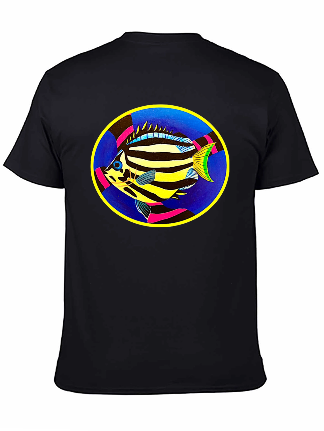 Tropical Fish Graphic Tee - Black Cotton Comfort