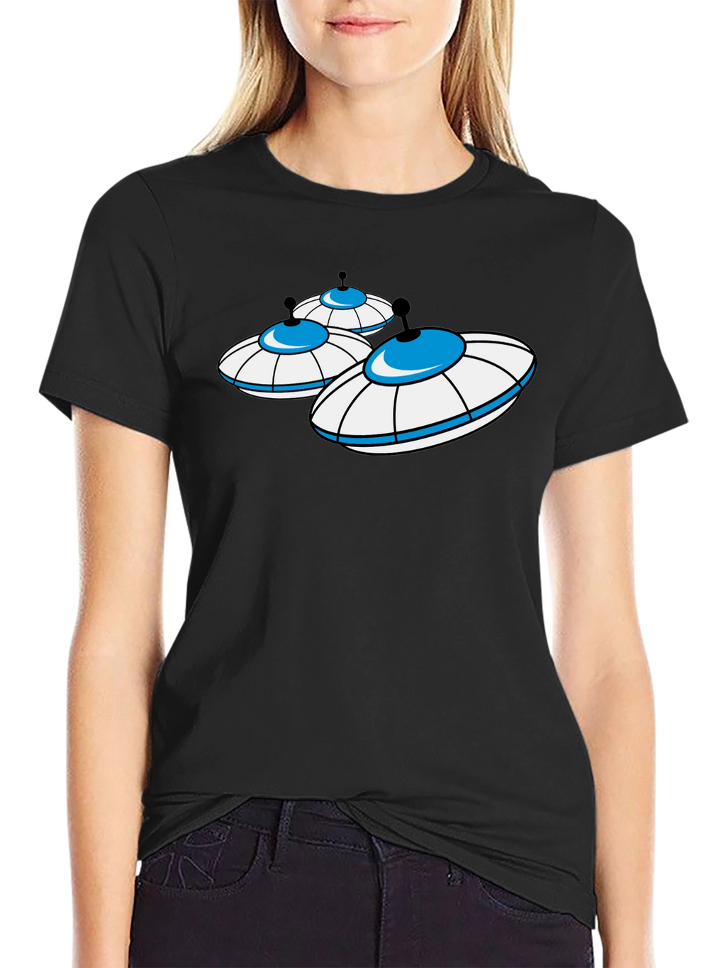 UFO Graphic Tee - Black Cotton T-Shirt