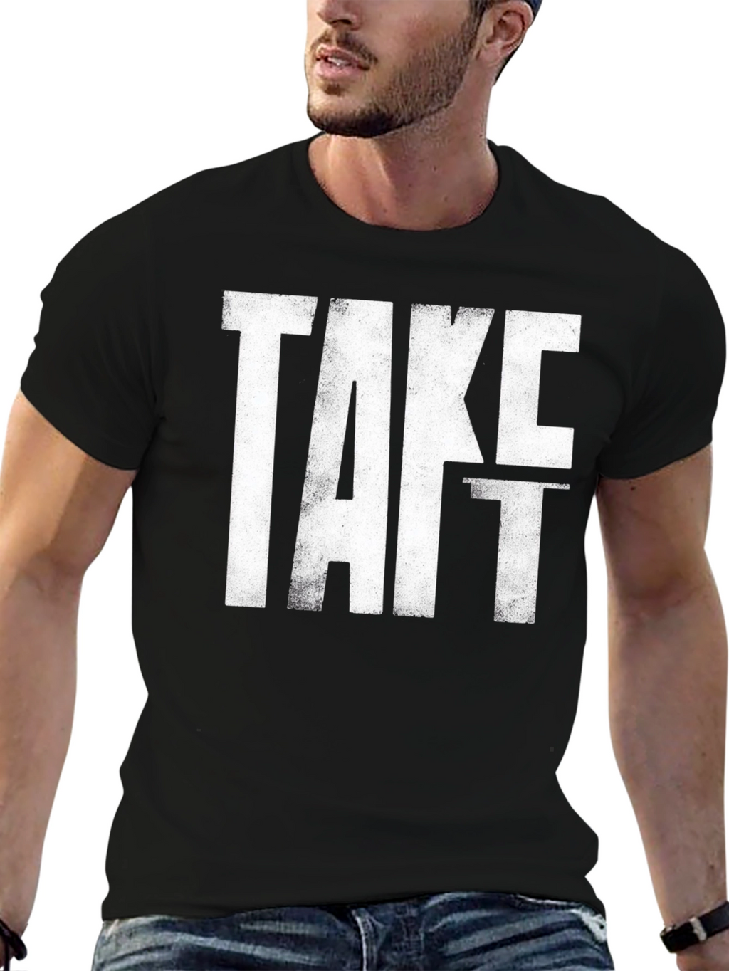 Take It Distressed Graphic Tee - Black Cotton T-Shirt