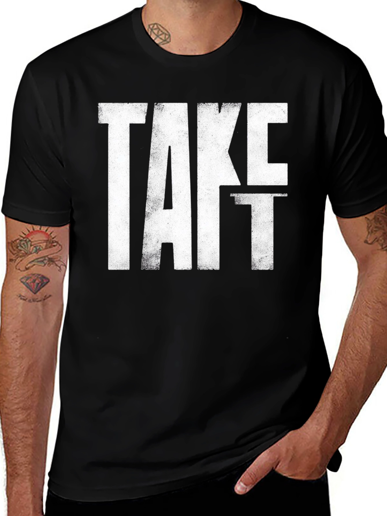 Take It Distressed Graphic Tee - Black Cotton T-Shirt