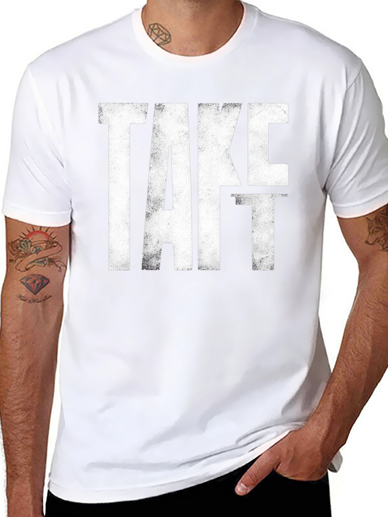 Take It Distressed Graphic Tee - Black Cotton T-Shirt