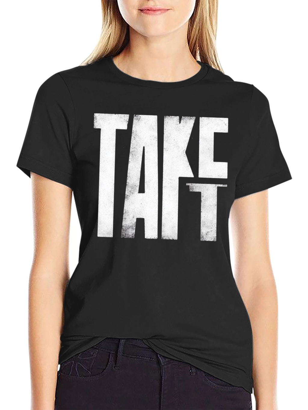 Take It Distressed Graphic Tee - Black Cotton T-Shirt