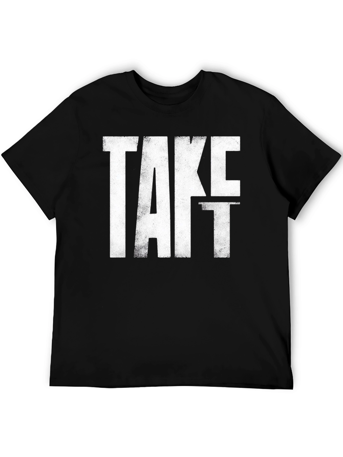 Take It Distressed Graphic Tee - Black Cotton T-Shirt