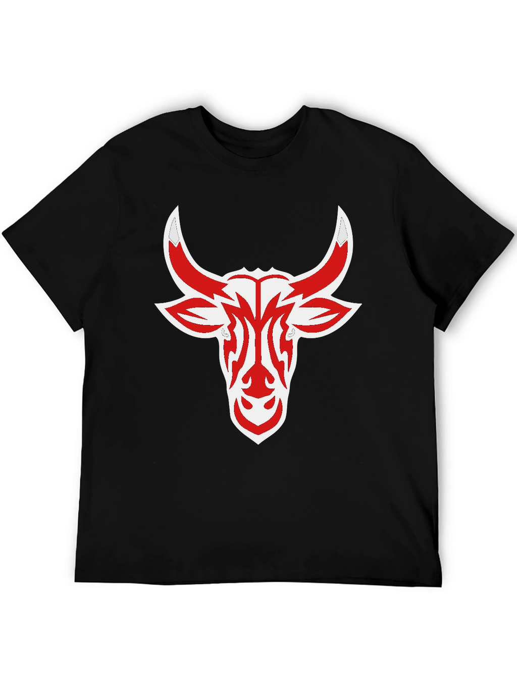 Black Tee with Red Bull Head Design