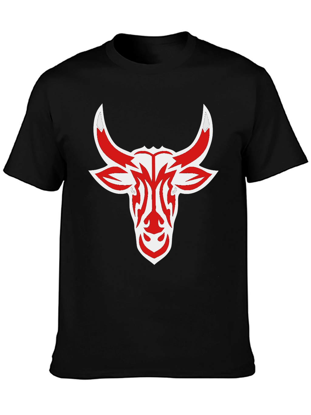 Black Tee with Red Bull Head Design