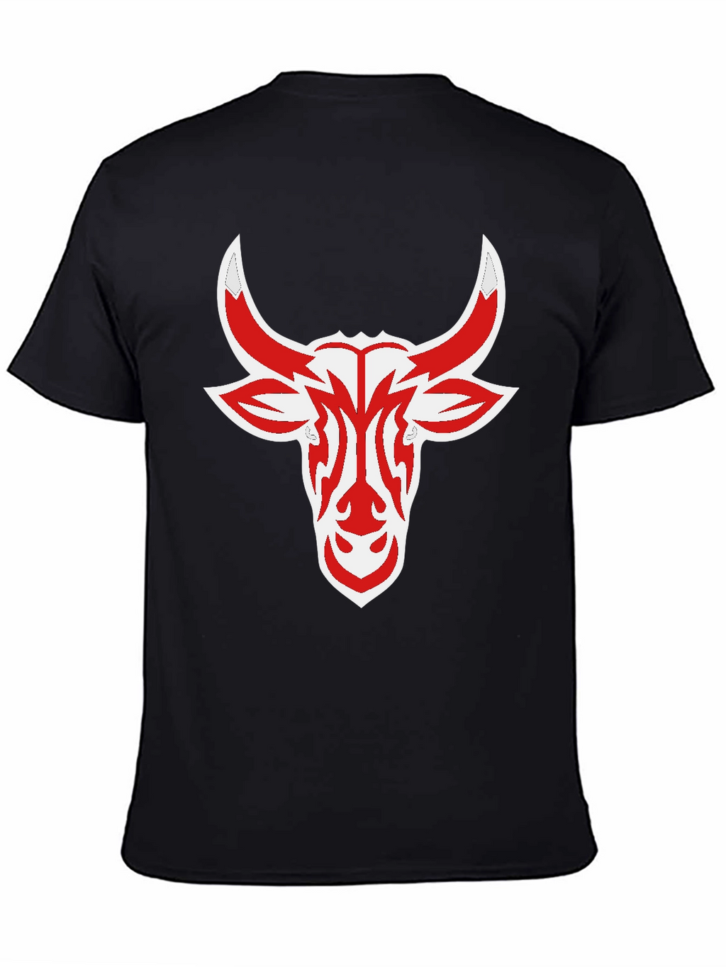 Black Tee with Red Bull Head Design