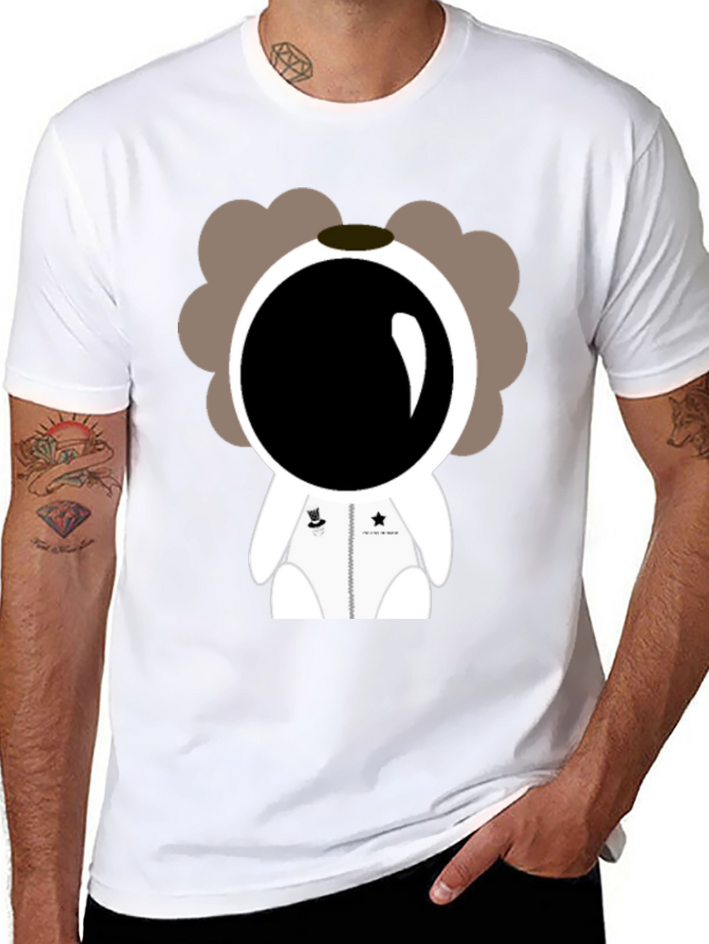 Astronaut Cartoon Graphic Black T-Shirt