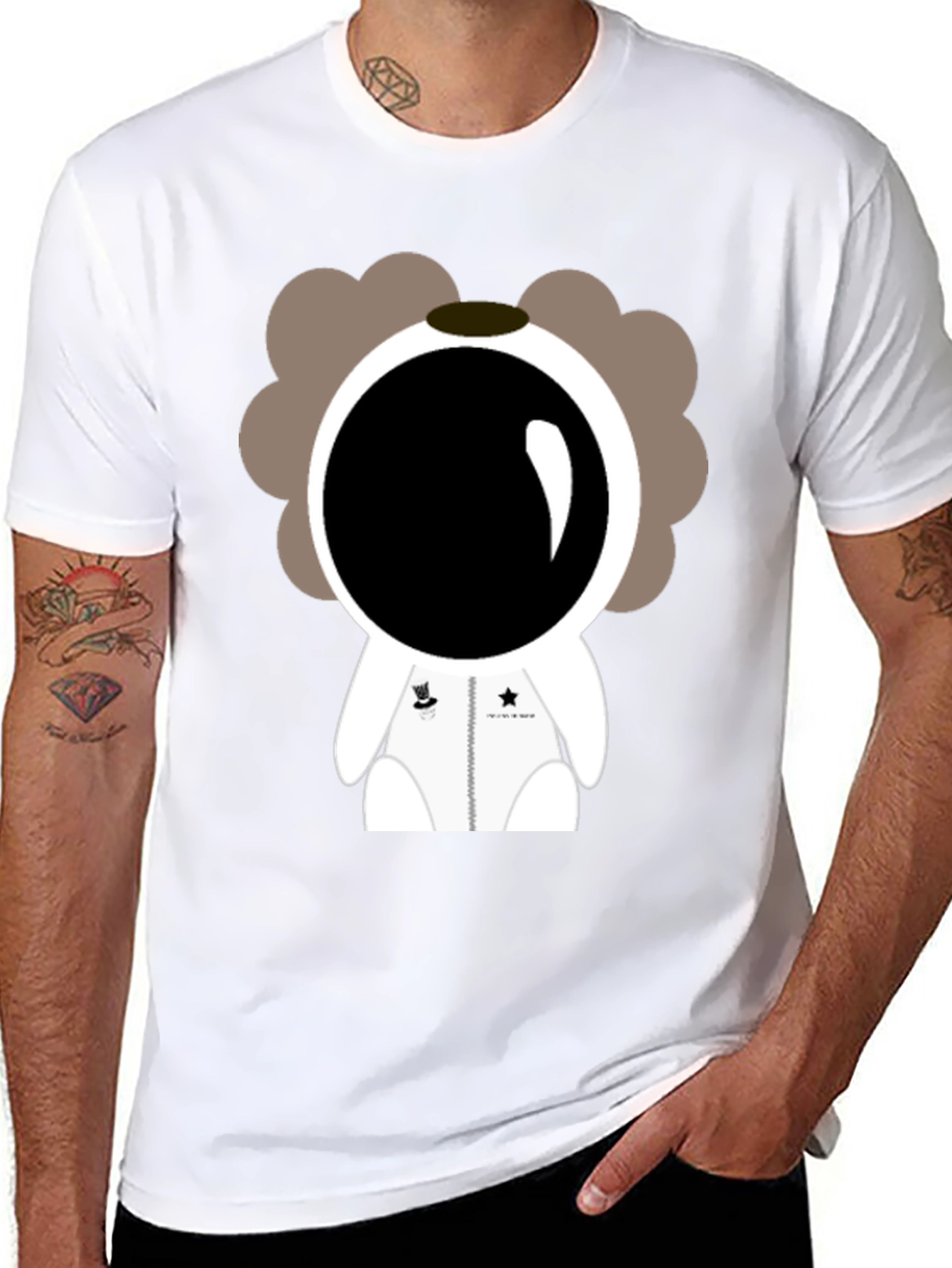 Astronaut Cartoon Graphic Black T-Shirt