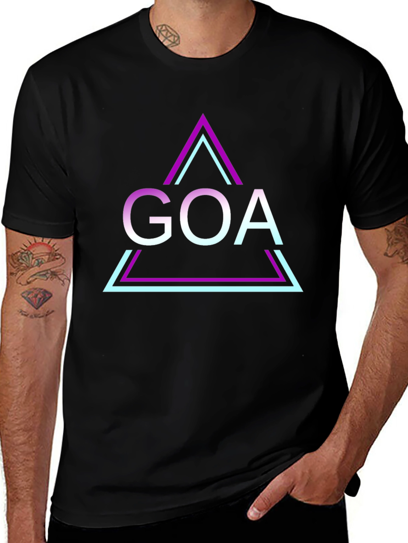 Retro Goa Triangle T-Shirt - Black Graphic Tee