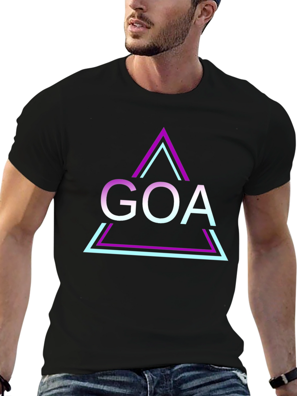 Retro Goa Triangle T-Shirt - Black Graphic Tee