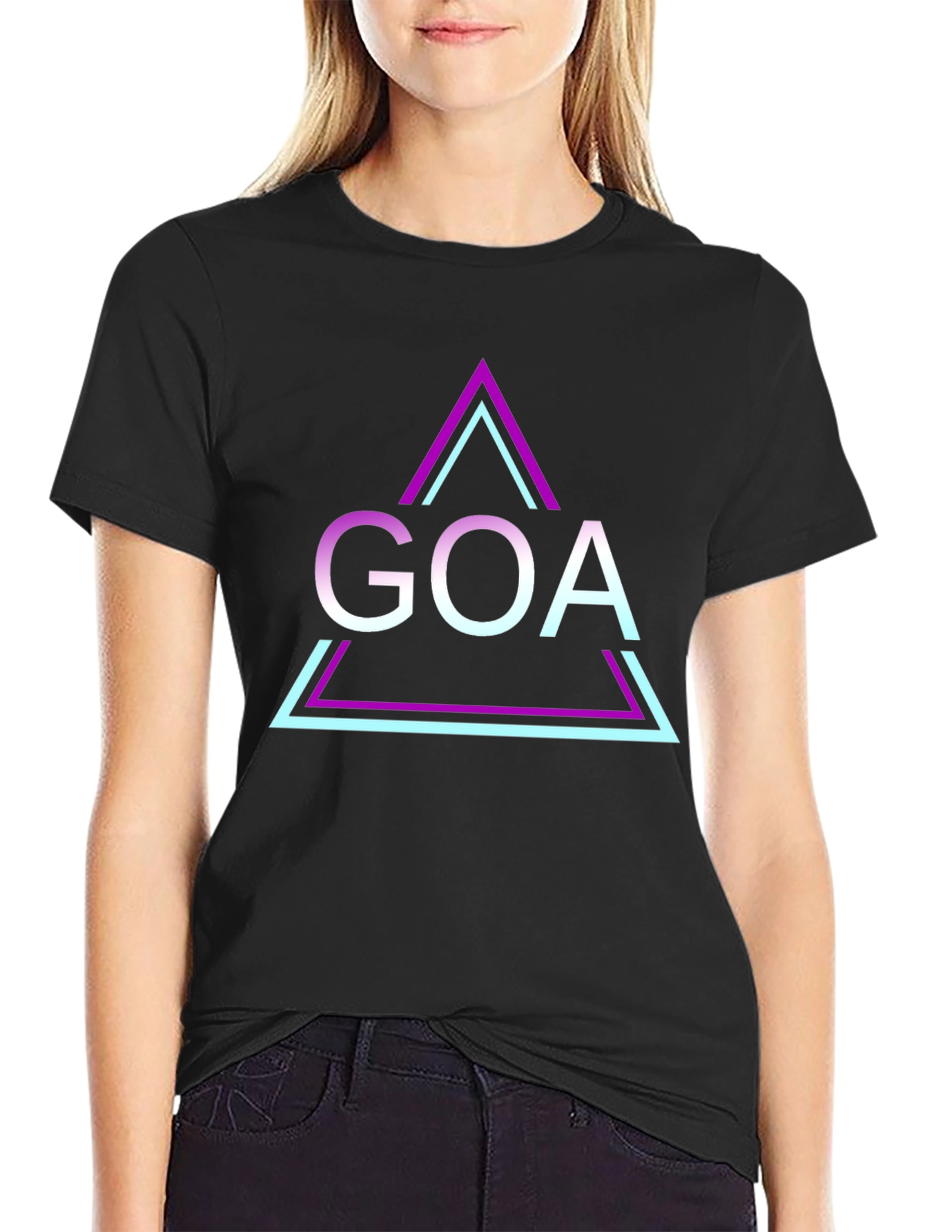 Retro Goa Triangle T-Shirt - Black Graphic Tee