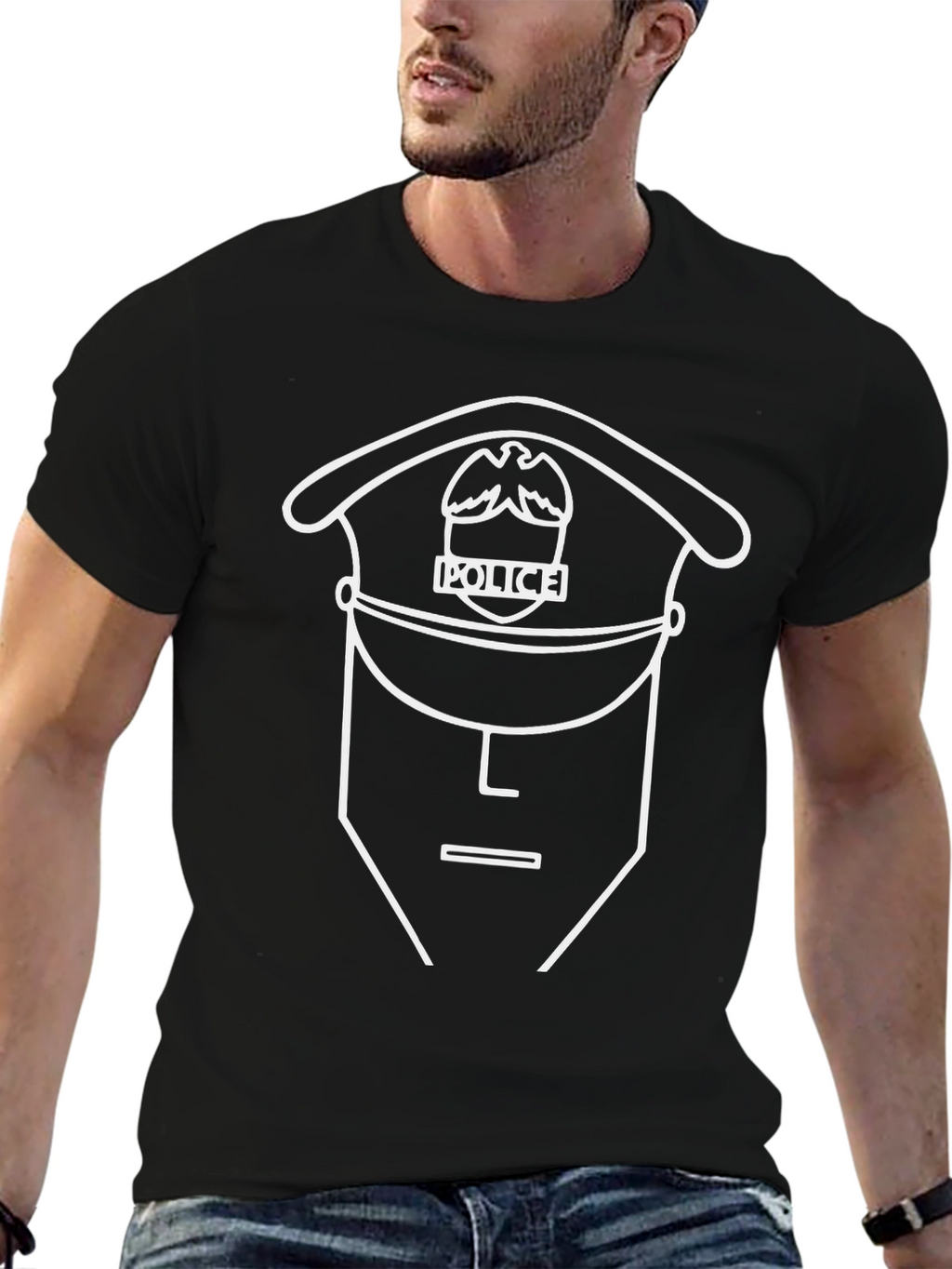 Minimalist Police Officer Graphic T-Shirt