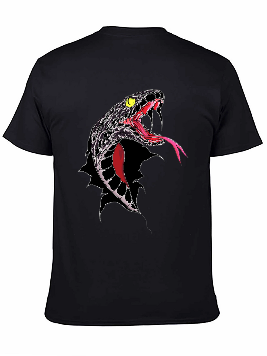 Mens Black Snake Graphic T-Shirt - Bold Reptile Design