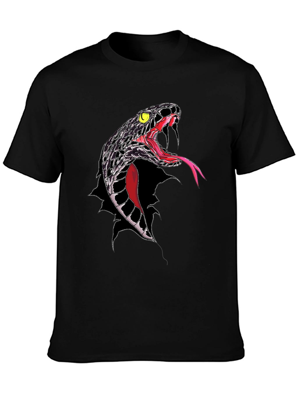 Mens Black Snake Graphic T-Shirt - Bold Reptile Design