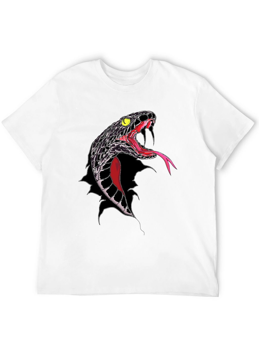 Mens Black Snake Graphic T-Shirt - Bold Reptile Design