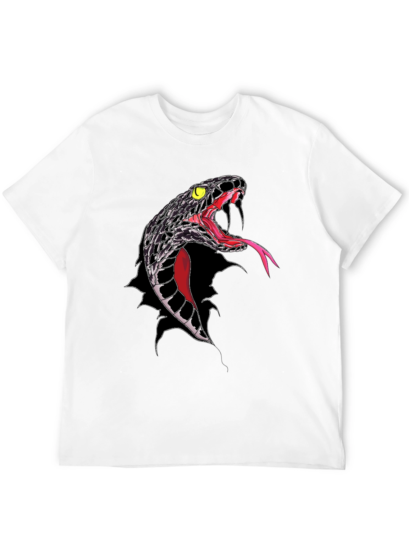 Mens Black Snake Graphic T-Shirt - Bold Reptile Design