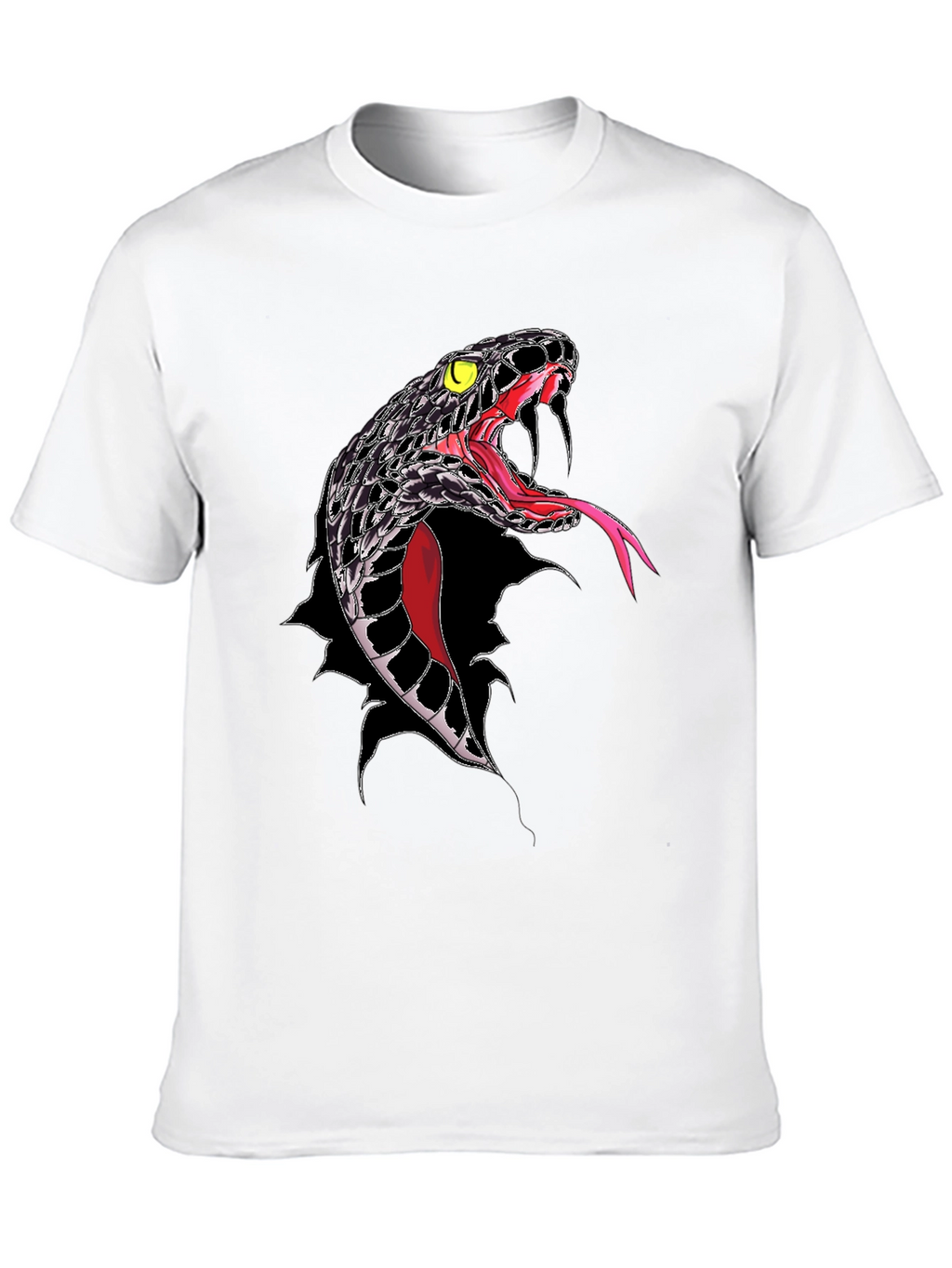 Mens Black Snake Graphic T-Shirt - Bold Reptile Design